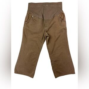 GAP Maternity Brown Cropped Pants Stretch Under Belly Knit Panel Comfort Size 12